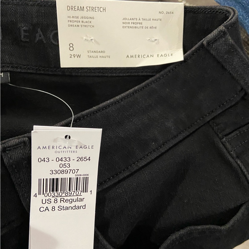 NWT American Eagle Black Jeans Size 8 - Picture 3 of 3
